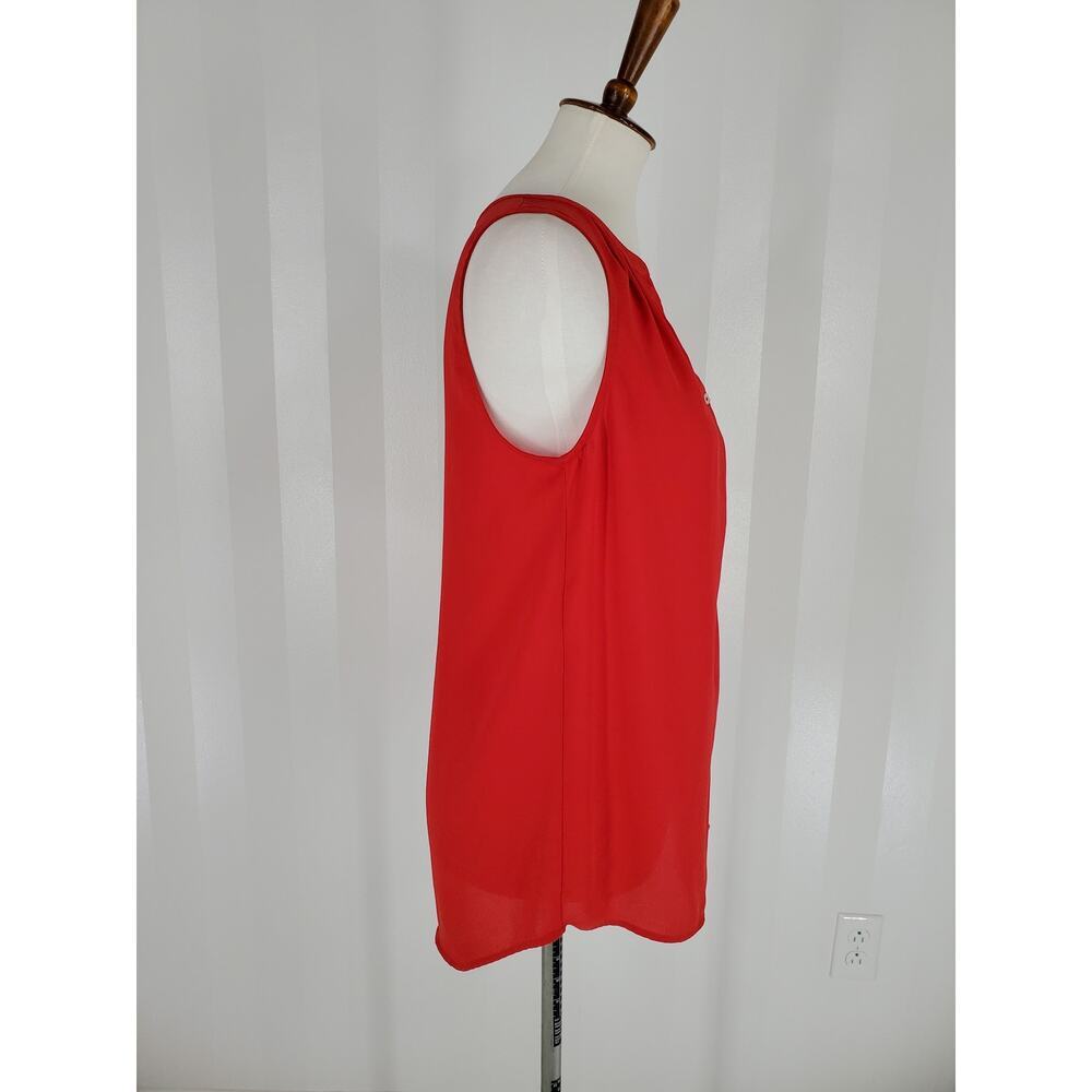 DANIEL RAINN Women's Pinkish Red Sleeveless Button Up Sheer Top Sz S - Picture 2 of 9